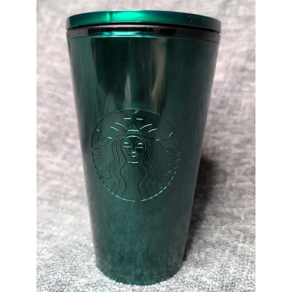 Starbucks Emerald Green Marble Swirl 16oz Grande Cold Cup Used No Straw
